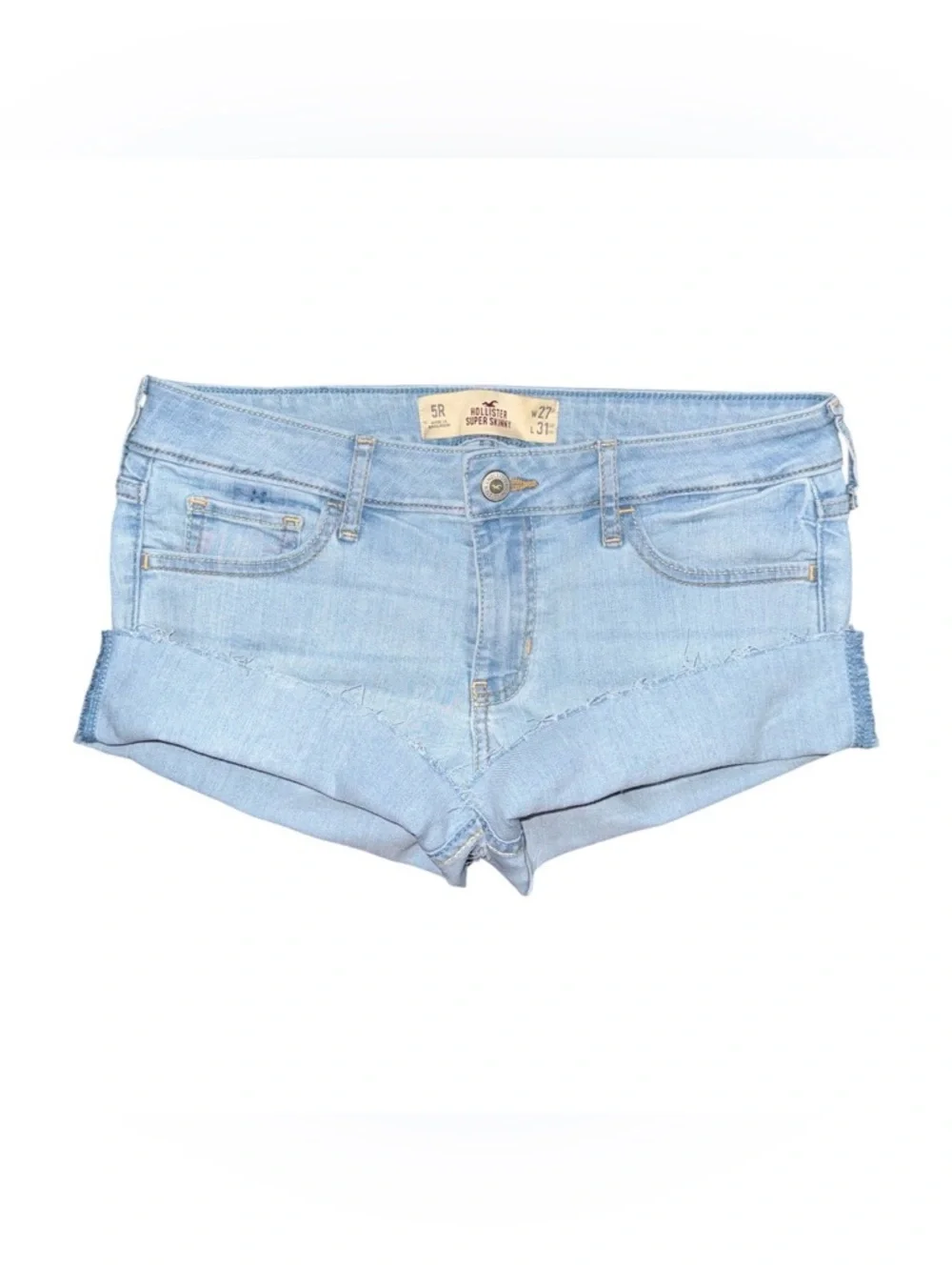 VTG Y2K Hollister Low Rise Micro Mini Jean Booty Shorts Light Wash 5 / 27 Grunge
